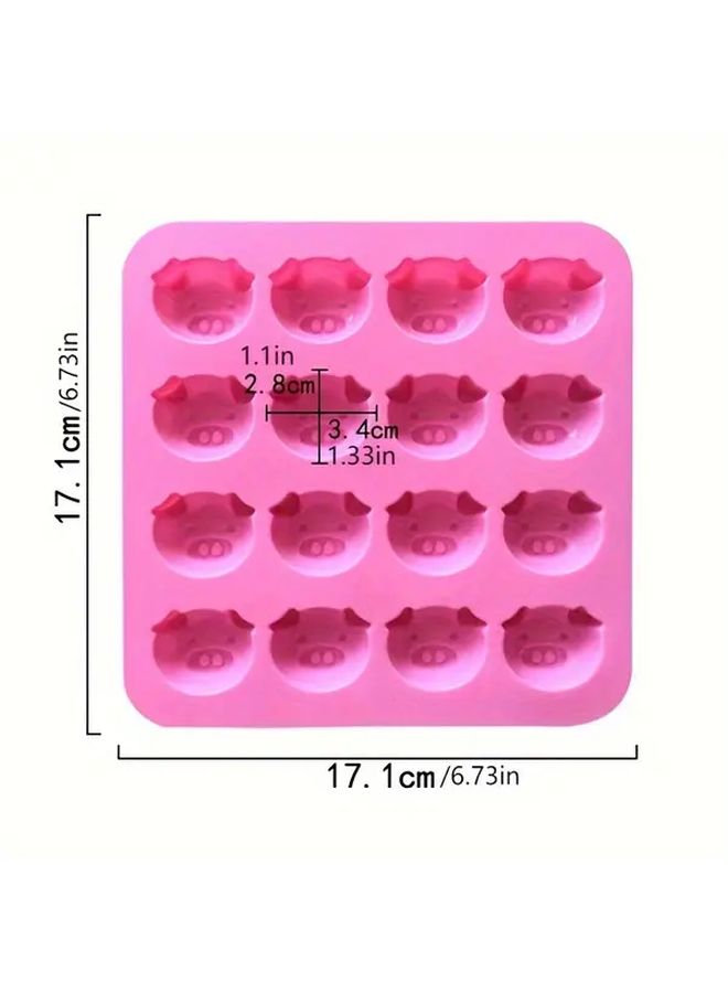 2pc Pink Silicone Pig Head Baking Mold With Dropper For DIY Cake Chocolate - Image 3