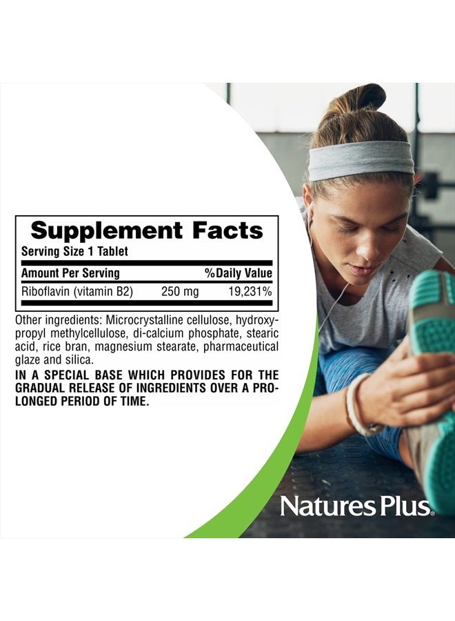 Nature's Plus NaturesPlus Vitamin B2 (Riboflavin) - 250 mg, 60 Vegetarian Tablets, Sustained Release - Natural Energy & Metabolism Booster, Promotes Overall Health - Gluten-Free - 60 Servings - Image 5