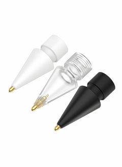 KASTWAVE Replacement Tips for Apple Pencil, 3 Pack Compatible with Apple Pencil 2nd Gen and 1st Gen, No Wear Out Fine Point Precise Control Pen Like Nibs for Apple Pencil (Clear+Black+White)  - Image 1