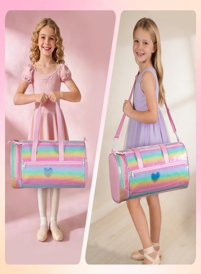 Smasrob Dance Bag for Girls with Full Open and Shoe Compartment, Ballet Bag with Waterproof Pocket for Dance, Overnight, Weekend,Pink - Image 5