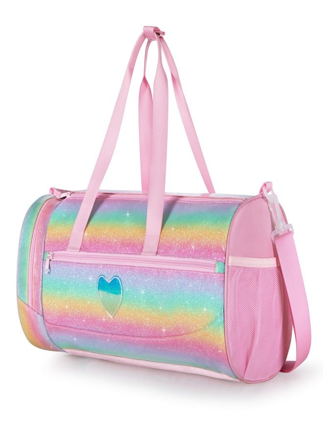 Smasrob Dance Bag for Girls with Full Open and Shoe Compartment, Ballet Bag with Waterproof Pocket for Dance, Overnight, Weekend,Pink - Image 1