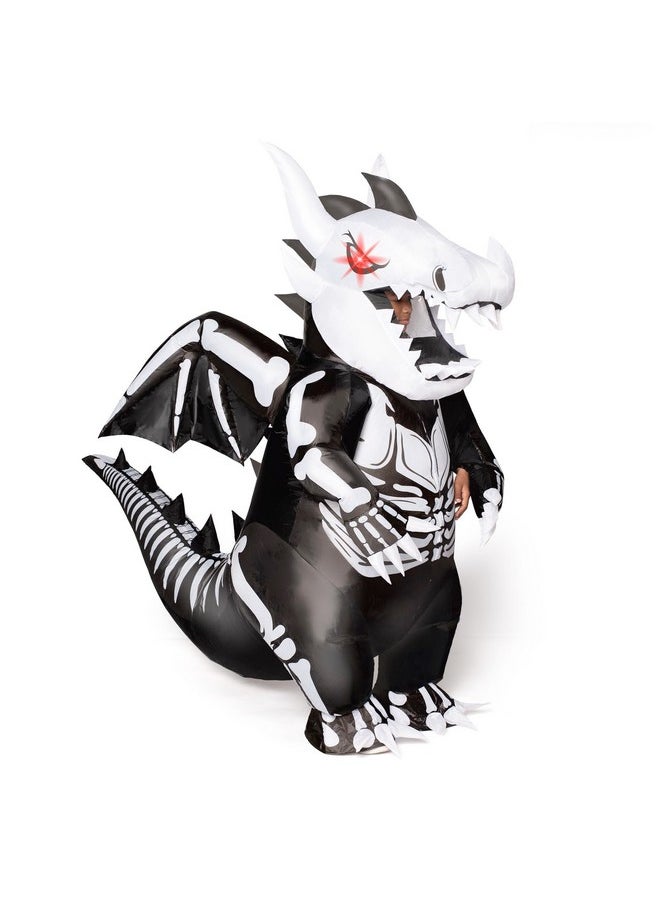 Spooktacular Creations Spooktacular Creations Inflatable Costume for Kids, LED Light Eyes Dragon Skeleton Air Blow Up Costume, 3D Horns Wings for Halloween Parties (3ft11” - 4ft7”)  - Image 1