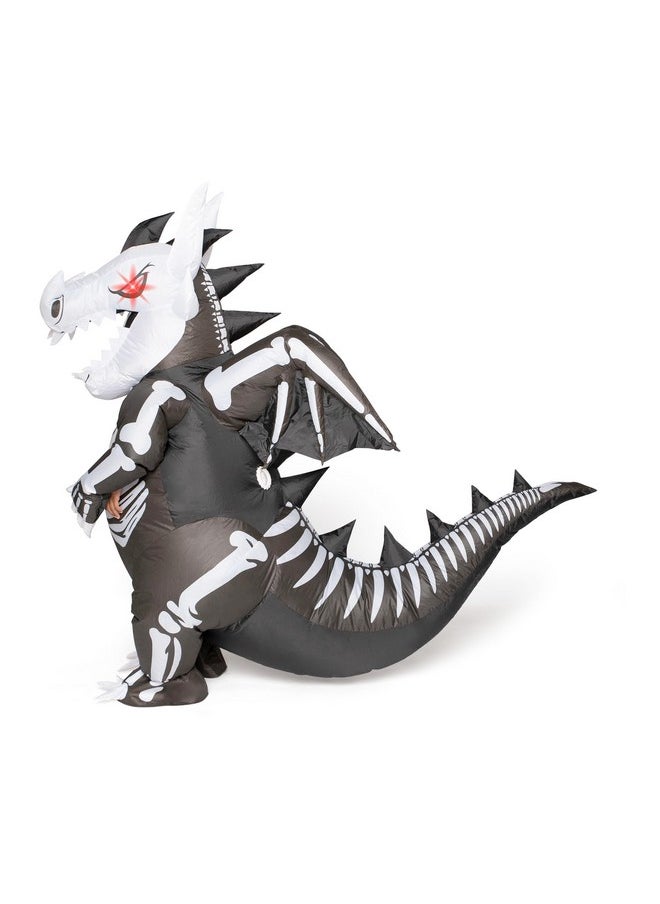 Spooktacular Creations Spooktacular Creations Inflatable Costume for Kids, LED Light Eyes Dragon Skeleton Air Blow Up Costume, 3D Horns Wings for Halloween Parties (3ft11” - 4ft7”)  - Image 3