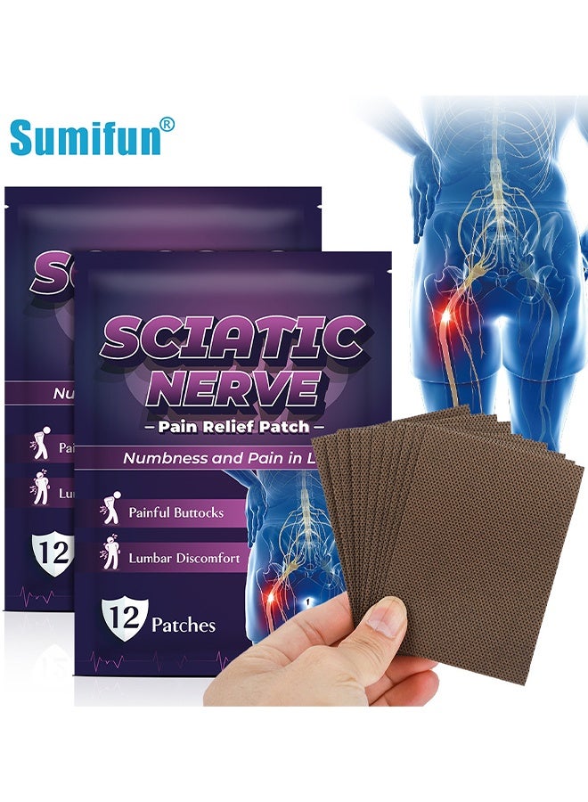 سوميفون لصقة ألم العصب الوركي، لصقة تقليل ألم العصب الوركي قماش مطاطي متعددة الوظائف لتحرير العضلات للظهر والأرداف، 24 قطعة في عبوتين - Image 1