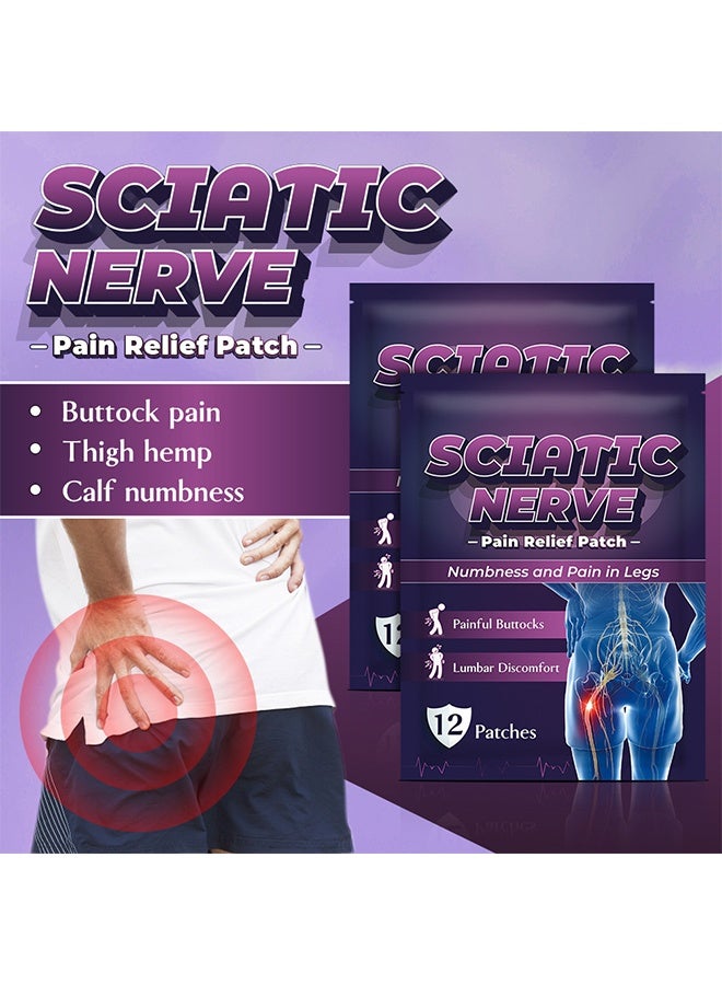 سوميفون لصقة ألم العصب الوركي، لصقة تقليل ألم العصب الوركي قماش مطاطي متعددة الوظائف لتحرير العضلات للظهر والأرداف، 24 قطعة في عبوتين - Image 2