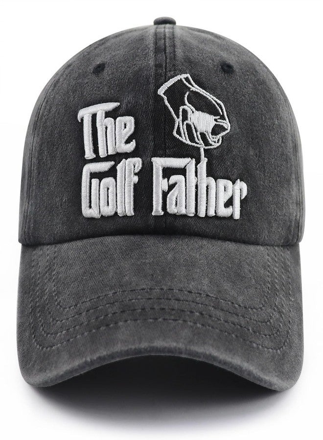 Vxchkerm Golf Gifts for Men, Golf Accessories Dad Hat, Funny Adjustable Cotton 3D Embroidered Father Baseball Cap, Fathers Day Birthday Retirement Gifts for Dad Husband Grandpa Uncle Brother Golfers Black - Image 1