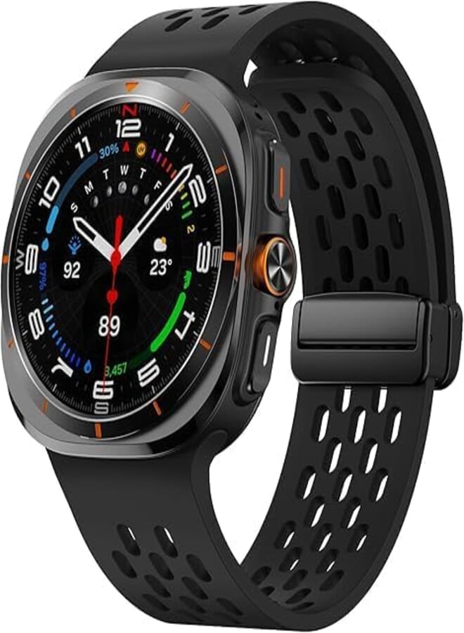 Next Next Store Sport Silicone Band Compatible with Samsung Galaxy Watch 7 Ultra 47mm - Breathable Silicone Replacement Strap with Magnetic Closure - Men and Women
