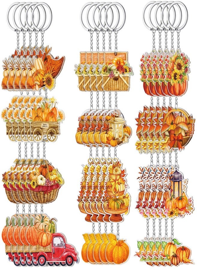 Kigeli 60 Pcs Acrylic Keychain Bulk Party Favor Key Ring Gifts Hanging Keychain for Backpack Purse Luggage Goody Bag Filler (Pumpkin) - Image 2