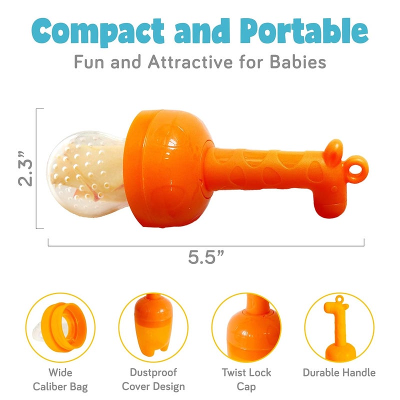 ashtonbee Baby Fruit Feeder Teething Pacifier for Fruits Veggies or Frozen Milk FoodGrade Silicone Teethers for Babies 612 Months Baby Essentials for Teething Relief  Mango Orange and Berry Blue - Image 3