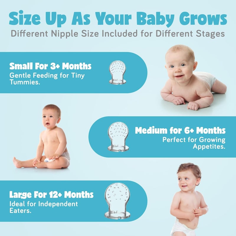 ashtonbee Baby Fruit Feeder Teething Pacifier for Fruits Veggies or Frozen Milk FoodGrade Silicone Teethers for Babies 612 Months Baby Essentials for Teething Relief  Mango Orange and Berry Blue - Image 5