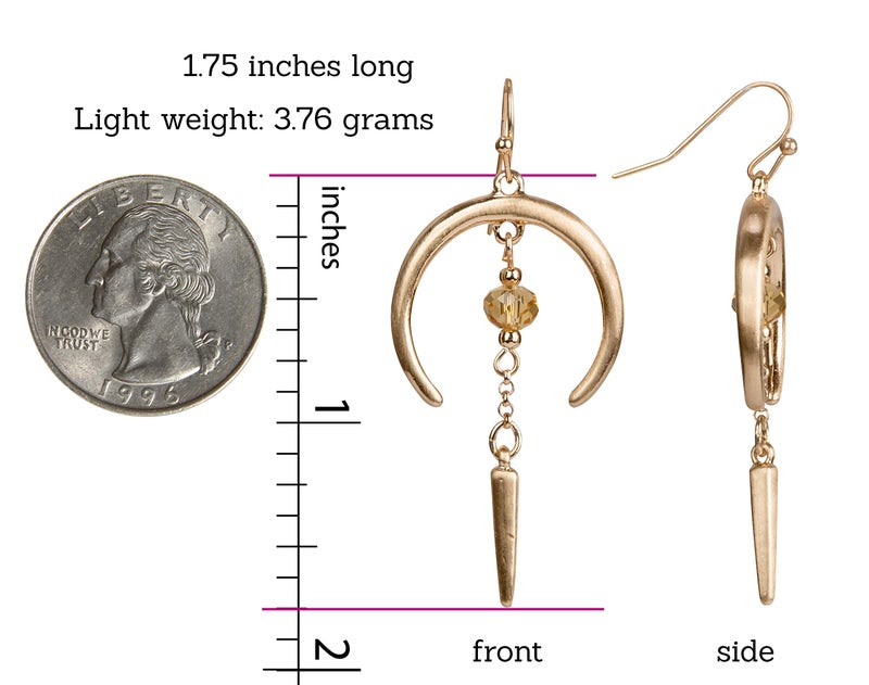 SPUNKYsoul Boho Earrings Crescent Horn and Faceted for Women (Gold) - Image 3