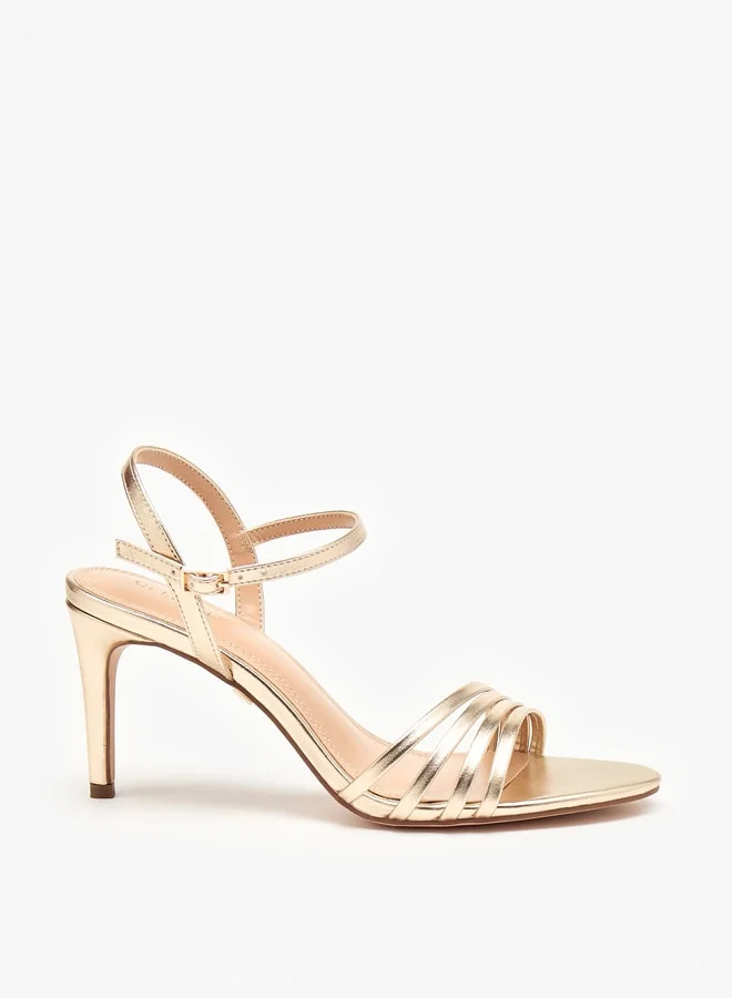 سيليست Women's Solid Ankle Strap Sandals with Stiletto Heels and Buckle Closure