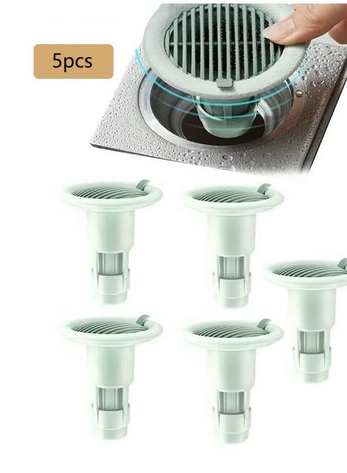 Deodorant Drain Core, 5 Pcs Anti Odor Floor Drain Plug Floor Drain Cover, One-way Drainage Design Wear-resistant and Anti-corrosion Anti-blocking Bathroom Kitchen Filter  - Image 1