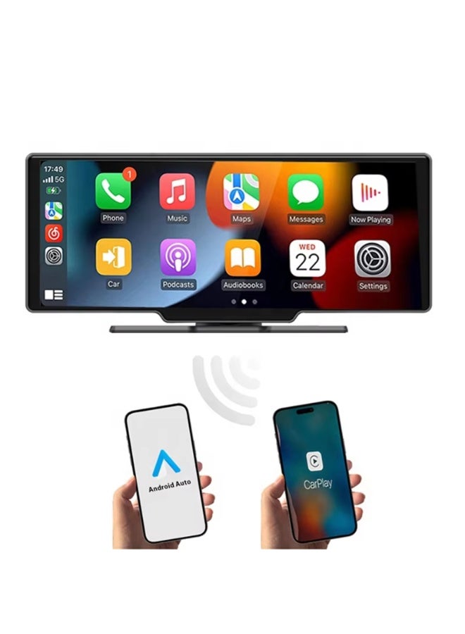 BlueFire 10.26-Inch 1080P Touchscreen Car Display with Wireless CarPlay & Android Auto, Dual 1080P Front & Rear DVR Cameras, FM Transmitter, Bluetooth Music Player, and Phone Mirroring | Smart Dashboard Monitor with Voice Control & Real-Time Recording for All Vehicles - Image 5