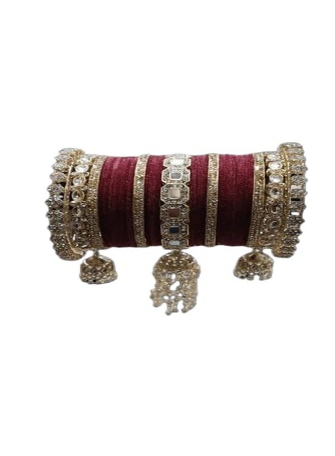 BANGLESKART Traditional maroon Bridal Chuda Set Punjabi Bridal Bangle Red Designer Chura Punjabi Choora Fashion (2.4) - Image 1