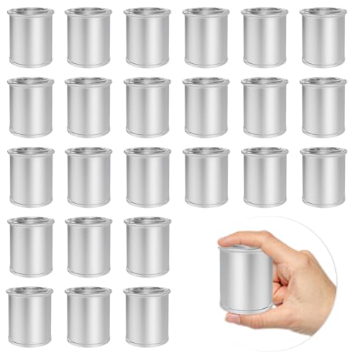 Esamploe 24 Pack Empty Metal Paint Cans with Lids, 1/4 Pint Size, 1/2 Cup Capacity Touch Up Paint Containers - Image 1
