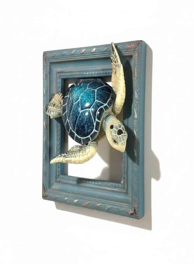 Comfy Hour 6" 3D Sea Turtle Wall Decorative Frame, Artisan Crafted Coastal Marine Theme Sculpture, Nautical Resin Wall Art Plaque for Home Office & Bathroom, Ocean Voyage Collection, 1 Piece - Image 2