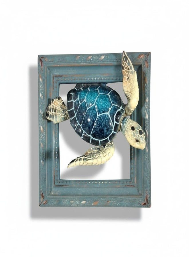 Comfy Hour 6" 3D Sea Turtle Wall Decorative Frame, Artisan Crafted Coastal Marine Theme Sculpture, Nautical Resin Wall Art Plaque for Home Office & Bathroom, Ocean Voyage Collection, 1 Piece - Image 1
