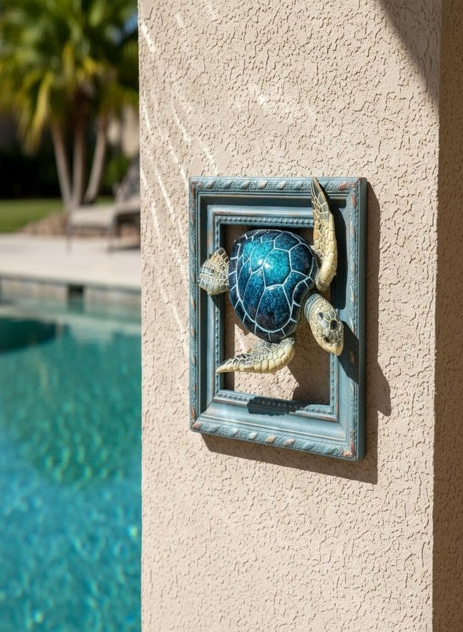 Comfy Hour 6" 3D Sea Turtle Wall Decorative Frame, Artisan Crafted Coastal Marine Theme Sculpture, Nautical Resin Wall Art Plaque for Home Office & Bathroom, Ocean Voyage Collection, 1 Piece - Image 3