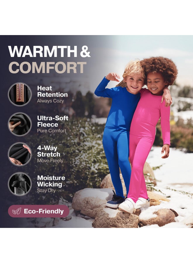Thermajane Thermal Underwear for Kids Long Johns, Girls Thermal Underwear Set, Base Layer Kids Long Underwear (Red, Small) - Image 2