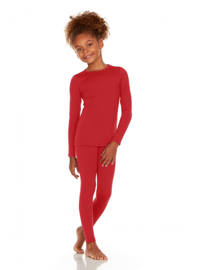 Thermajane Thermal Underwear for Kids Long Johns, Girls Thermal Underwear Set, Base Layer Kids Long Underwear (Red, Small) - Image 1