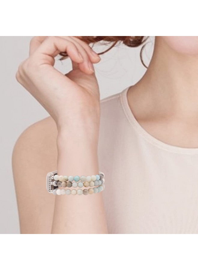 C&L Accessories Compatible with Fitbit Charge 5/Charge 6 Bands, Natural Gemstone Beaded Handmade Adjustable Bracelet Replacement Bands for Women (Amazonite) - Image 3