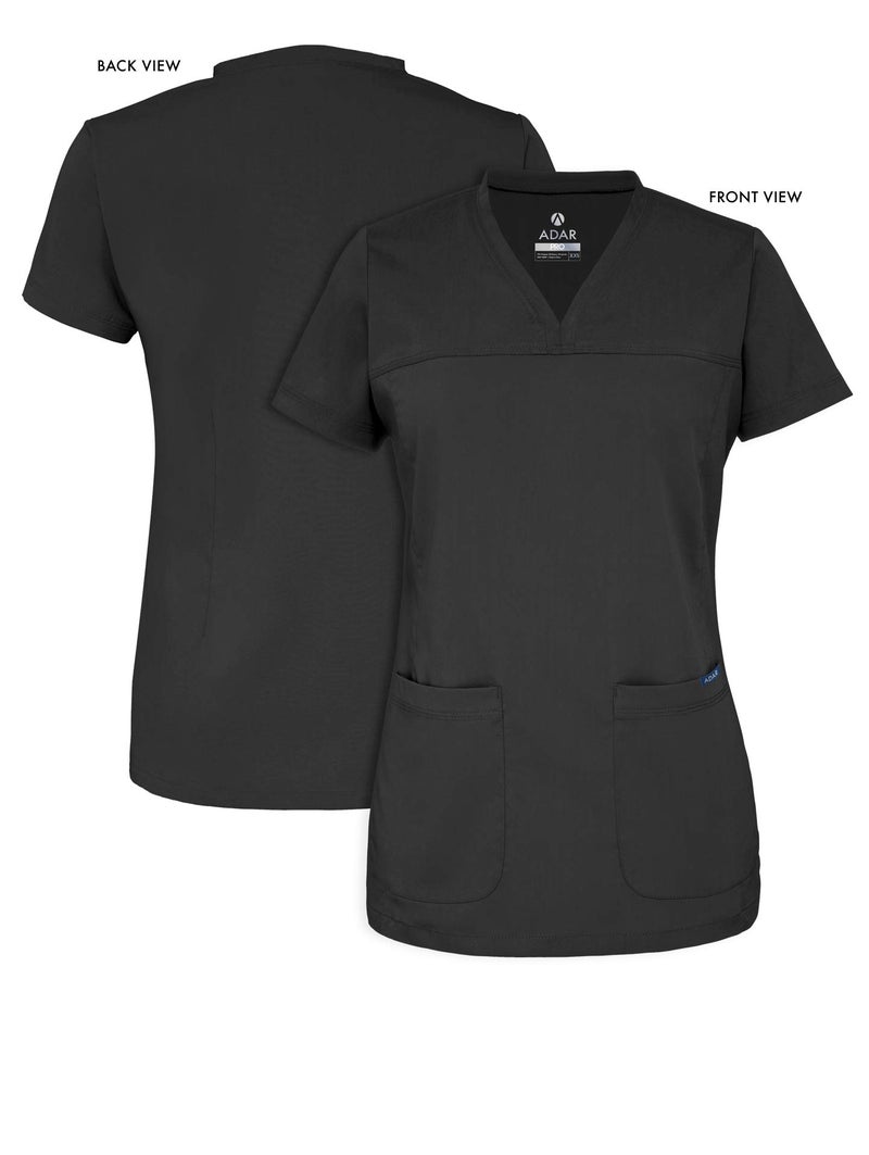 Adar Uniforms, Pro Scrubs for Women - Sweetheart V-Neck Scrub Top - P4210 - Black - S - Image 5