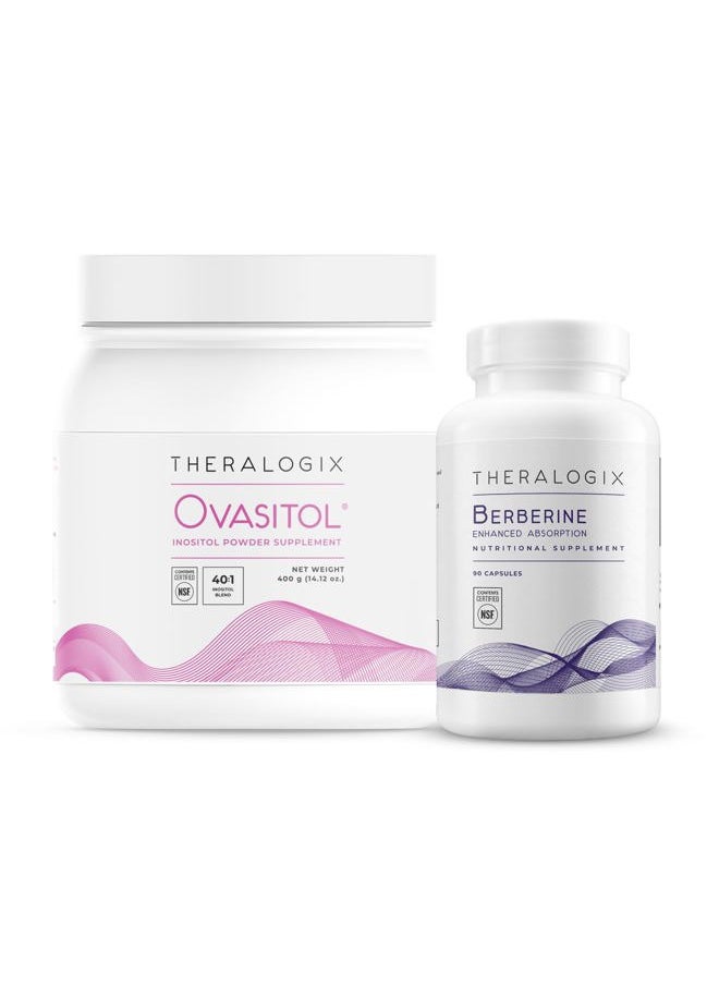 Theralogix Ovasitol Inositol Canister + Berberine Enhanced Absorption Bundle, 14.12 Ounce & 90 Count (Pack of 2)  - Image 1