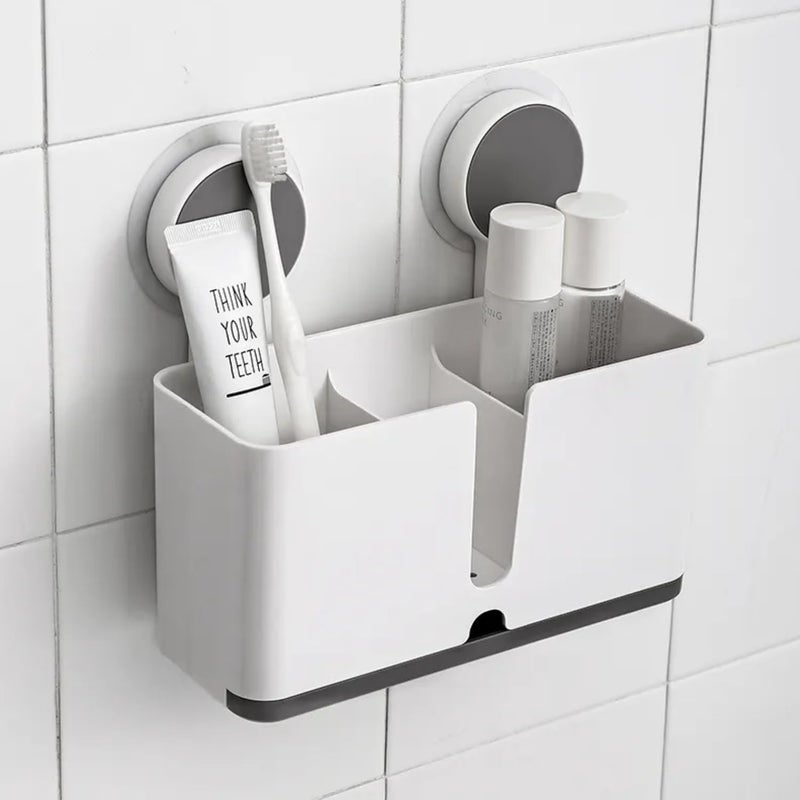 XBEY Toothbrush Holders for Bathroom | Toothbrush Stand for Bathroom | Self Adhesive Toothbrush Holders for Toothbrushes | Bathroom Brush Holder (Twin Toothbrush + Twin Soap Dish + Toothbrush) - Image 3