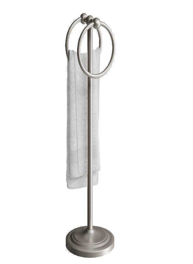 BGL Fingertip Towel Holder Stand Hand Towel Ring for Bathroom or Kitchen Vanity Countertops to Store Hand Towels Washcloths or dishcloths - 2 Hanging Rings，19" High-Brushed Nickel - Image 2