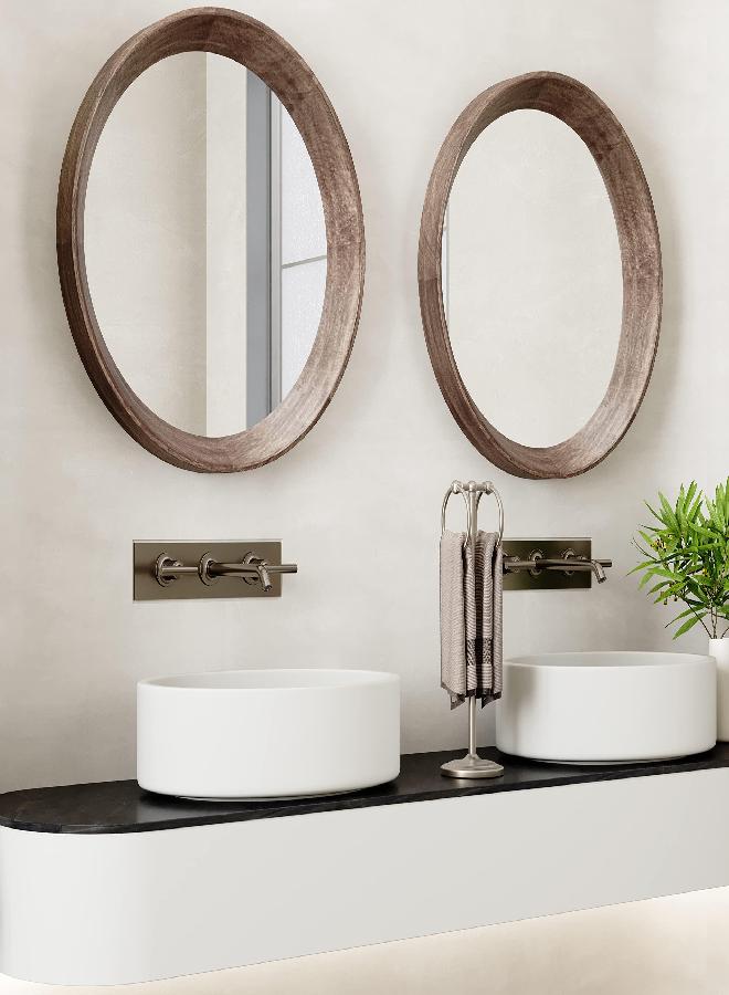 BGL Fingertip Towel Holder Stand Hand Towel Ring for Bathroom or Kitchen Vanity Countertops to Store Hand Towels Washcloths or dishcloths - 2 Hanging Rings，19" High-Brushed Nickel - Image 1