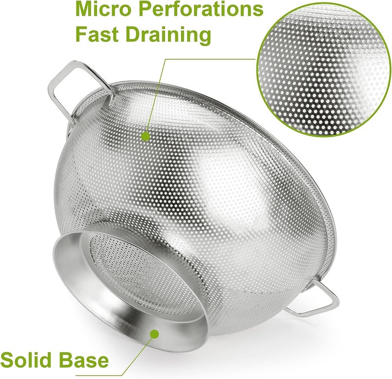 Gulex Stainless Steel Colander And Strainer Set(5-Quart And 3-Quart)  Strainer For Kitchen Food  Dishwasher Safe - Image 3