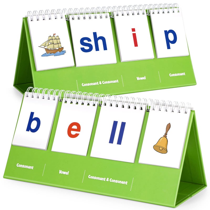 Aizweb CVCC & CCVC Word Builder,Phonics Games Flash Card for Preschool Kindergarten Classroom,Special Education Reading Manipulative Spelling Toy for Learning Activity Teacher School Supplies - Image 1