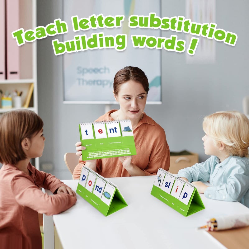Aizweb CVCC & CCVC Word Builder,Phonics Games Flash Card for Preschool Kindergarten Classroom,Special Education Reading Manipulative Spelling Toy for Learning Activity Teacher School Supplies - Image 5