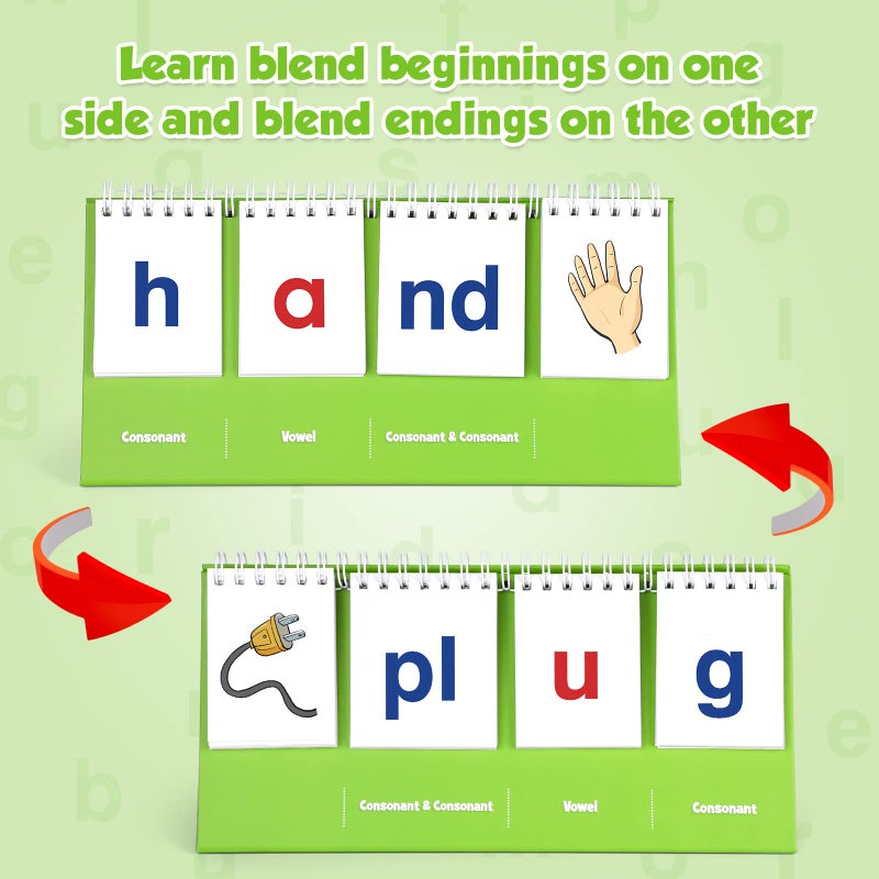 Aizweb CVCC & CCVC Word Builder,Phonics Games Flash Card for Preschool Kindergarten Classroom,Special Education Reading Manipulative Spelling Toy for Learning Activity Teacher School Supplies - Image 4