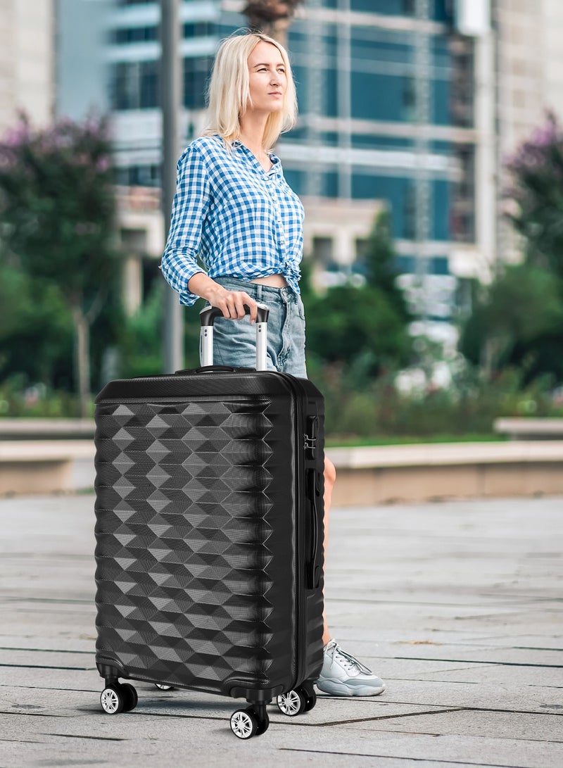 OHAHO New Luggage Sets 5 Piece Suitcases with Wheels Suitcase Set ABS Hard Case Luggage with TSA Lock Spinner Wheels Durable Travel Luggage(12inch/14inch/20inch/24inch/28inch)Black - Image 5