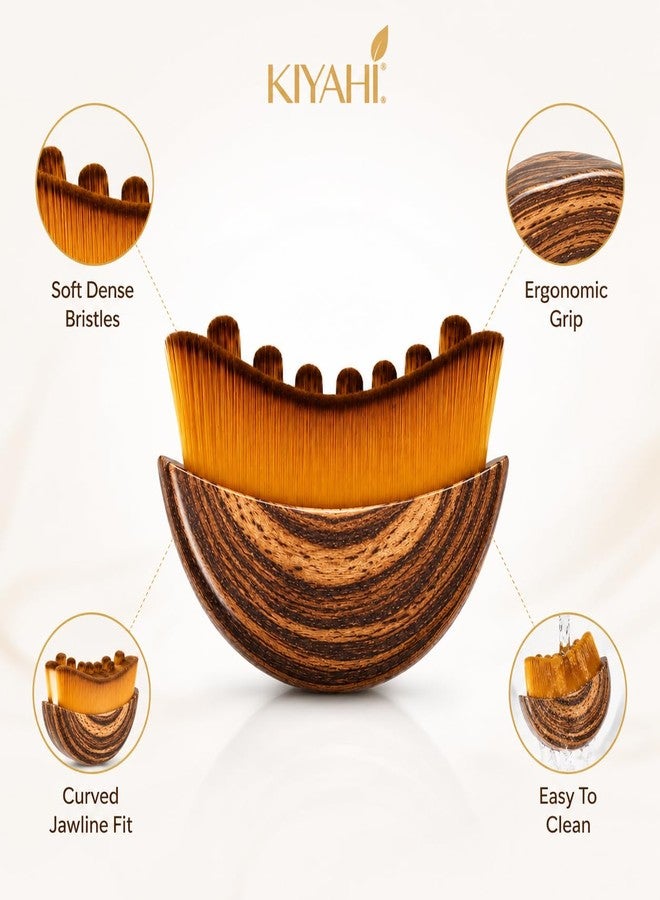 KIYAHI Viral olb auraderm lymphatic contour guasha brush for snatched face, chin, neck | face sculpting tool for de-puffing, jawline definition & skin firming | wooden lumera brush for massage & skincare use (brown new) - Image 2