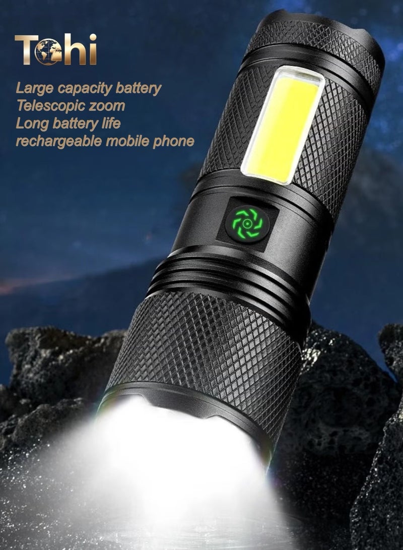 Tohi 9-Mode 30W High Lumens LED Flashlight, Zoomable Waterproof & Shockproof, 5000mAh Rechargeable, Magnetic COB Side Light for Camping/Hiking/Dog Walking - Image 3