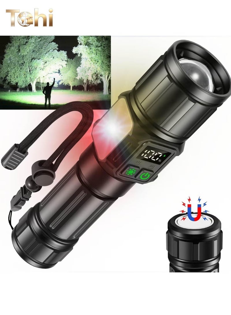 Tohi 9-Mode 30W High Lumens LED Flashlight, Zoomable Waterproof & Shockproof, 5000mAh Rechargeable, Magnetic COB Side Light for Camping/Hiking/Dog Walking - Image 2