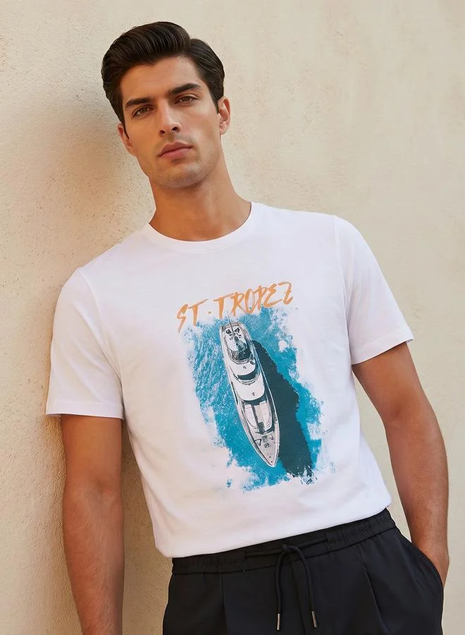 Splash FAV Men Slim Fit Crew Neck Short Sleeves Printed T-shirt