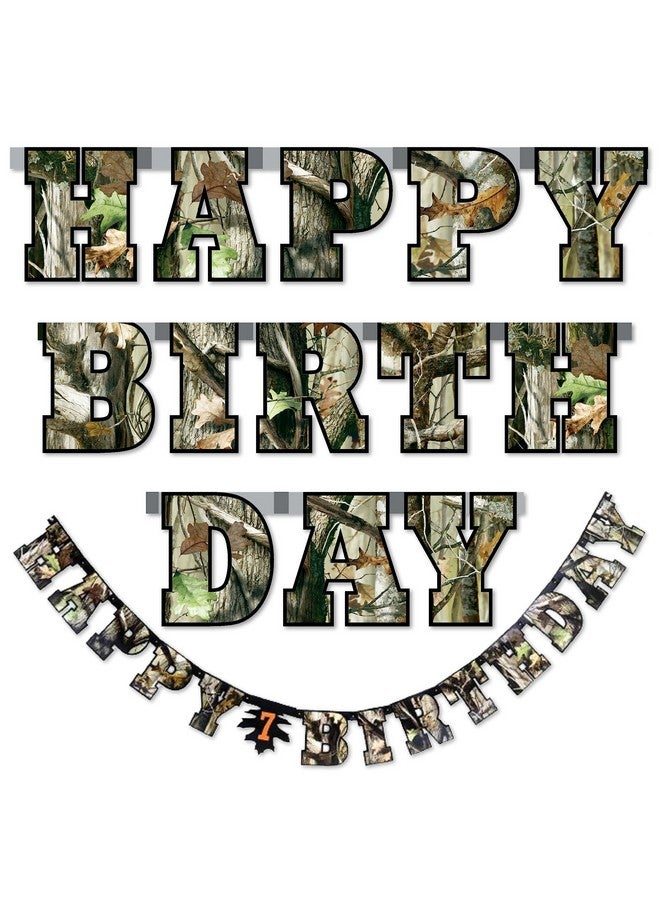 Havercamp Next Camo Happy Birthday Party Banner | 1 Count | Great for Hunter Themed Party, Camouflage, Rustic, Nature, Military, Kids Birthday Party - Image 1