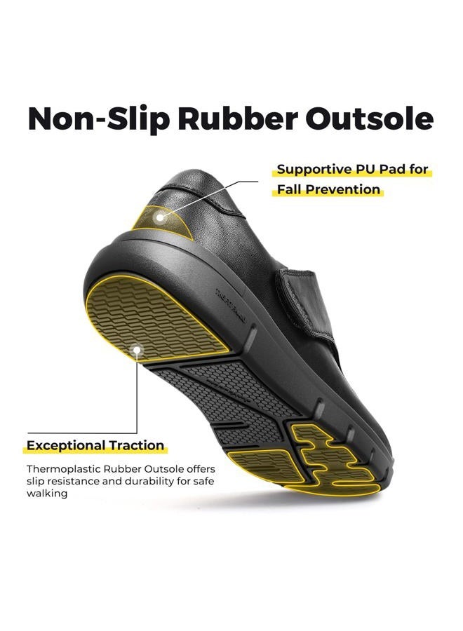 fitville Extra Wide Diabetic Leather Shoes for Men Dress Shoes Casual Slip On Oxfords Loafers for Swollen Feet, Jet Black, 11.5 UK X-Wide - Image 3