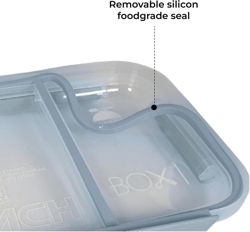 BrainGiggles Stainless Steel Bento Box – Blue Lunch Box for Adults and Kids with 2 Compartments | Leakproof, Insulated, 750ml Lunchbox | Dishwasher Safe Tiffin Box for School, Office & Travel - Image 4