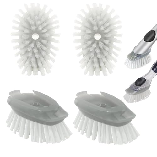 Pamrack 4 Pack Dish Brush Refills, Dish Brush Replacement Head for OXO Steel Soap Dispensing Dish Brush - Image 1