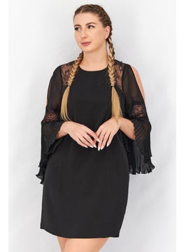 Women Laced Midi Casual Dress, Black