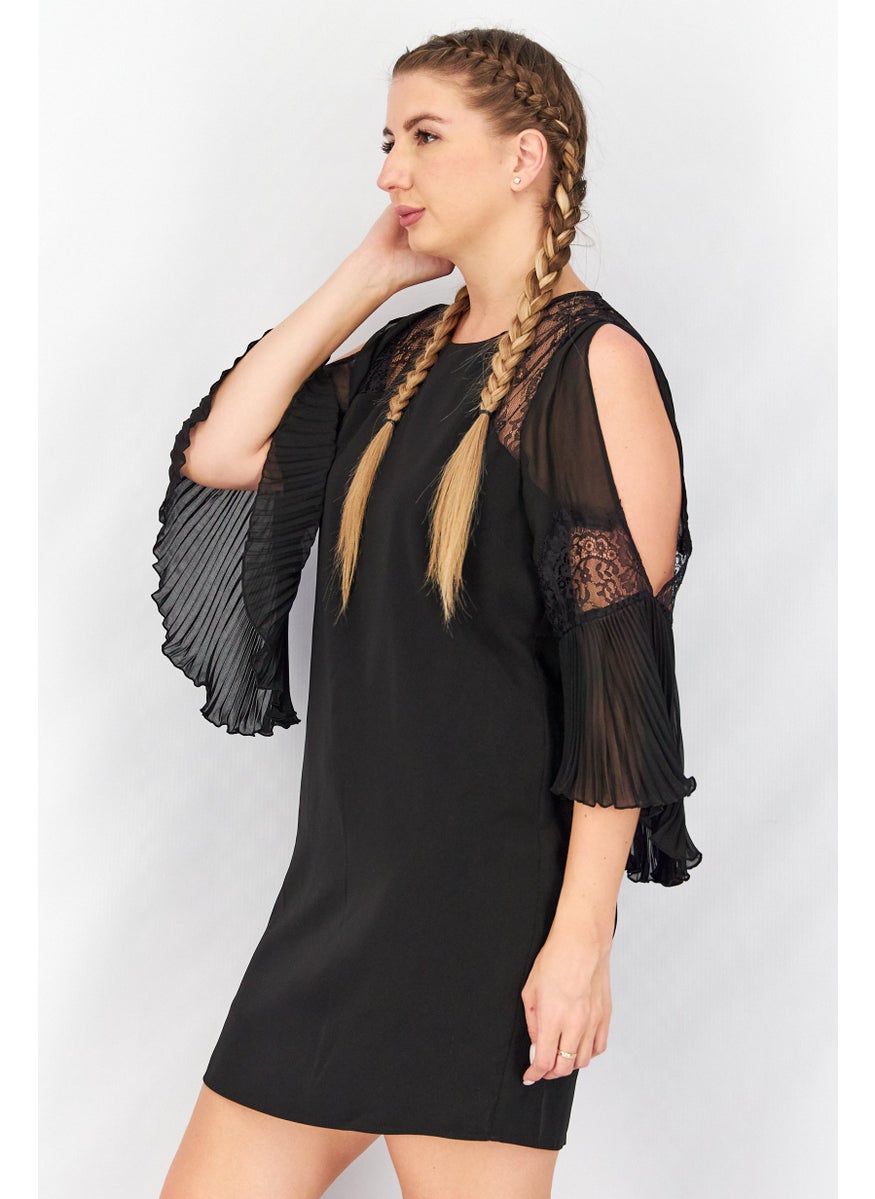 TWINSET - Women Laced Midi Casual Dress, Black - Image 1