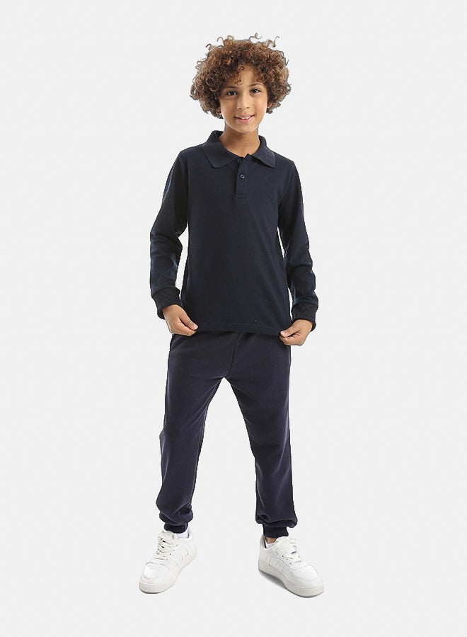 Red Circle Long Sleeve Polo Set & Pants Kids Unisex - Image 1