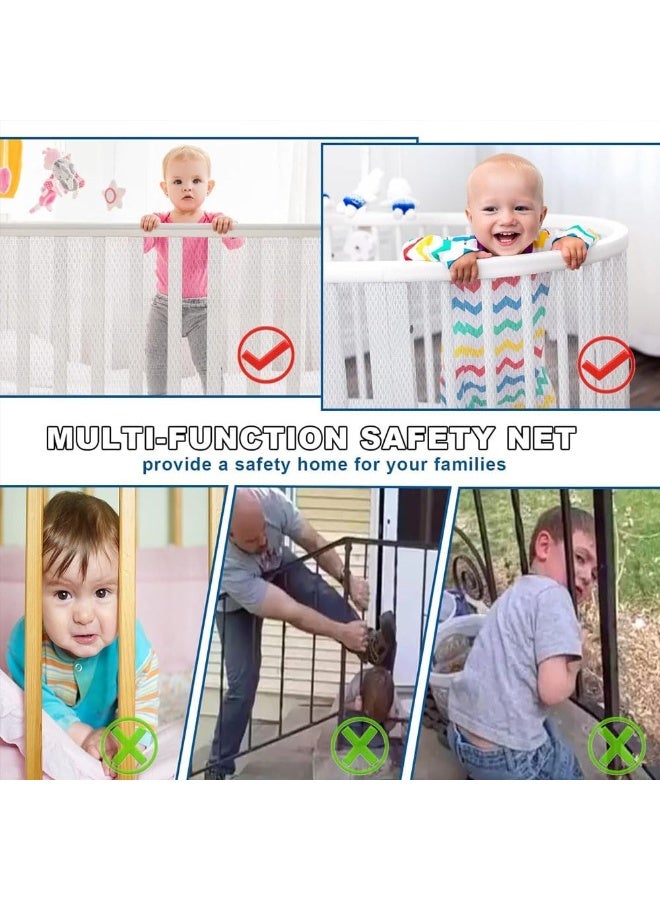 Relex Children Pets Balcony Safety Rail Net, 3 Meter Kids Baby Stairway Railing Security Guarding Mesh Indoor Outdoo Multi-Purpose Cutable Balcony Anti-Fall Netting for Child Pet Safety - Image 4