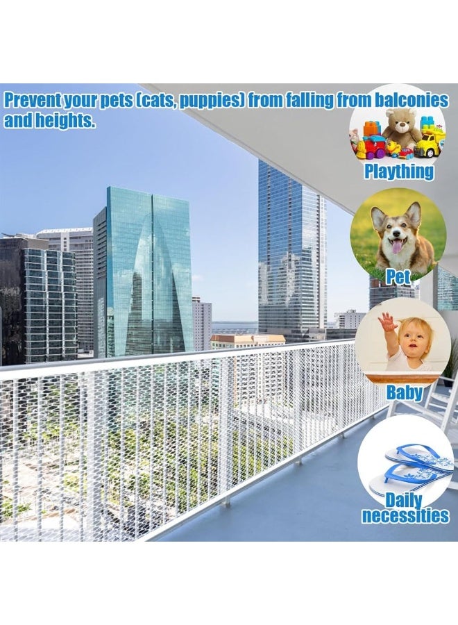 Relex Children Pets Balcony Safety Rail Net, 3 Meter Kids Baby Stairway Railing Security Guarding Mesh Indoor Outdoo Multi-Purpose Cutable Balcony Anti-Fall Netting for Child Pet Safety - Image 3
