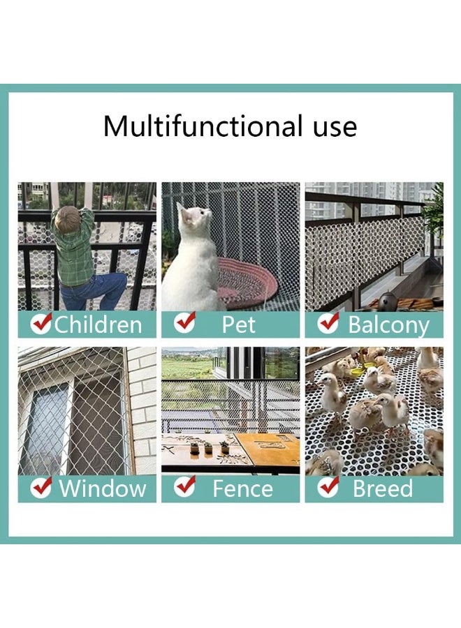 Relex Children Pets Balcony Safety Rail Net, 3 Meter Kids Baby Stairway Railing Security Guarding Mesh Indoor Outdoo Multi-Purpose Cutable Balcony Anti-Fall Netting for Child Pet Safety - Image 2